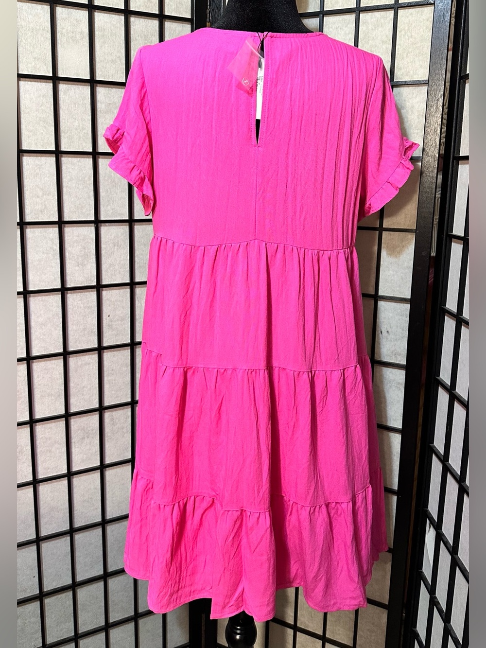 Short Sleeve Tiered Ruffle Flowy Tunic Dress - Picture 7 of 8